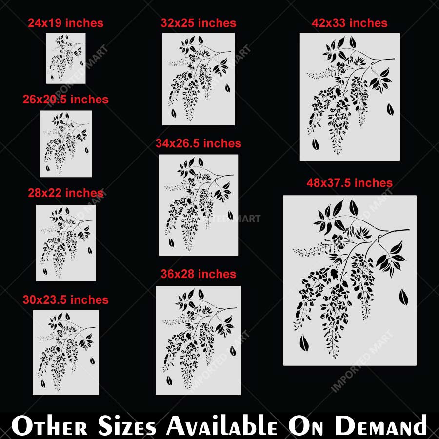Cascading Blossom Branch Stencil for Wall, Furniture & Fabric Decor – Floral Hanging Vine Design – ID# 832 - imartdecor.com
