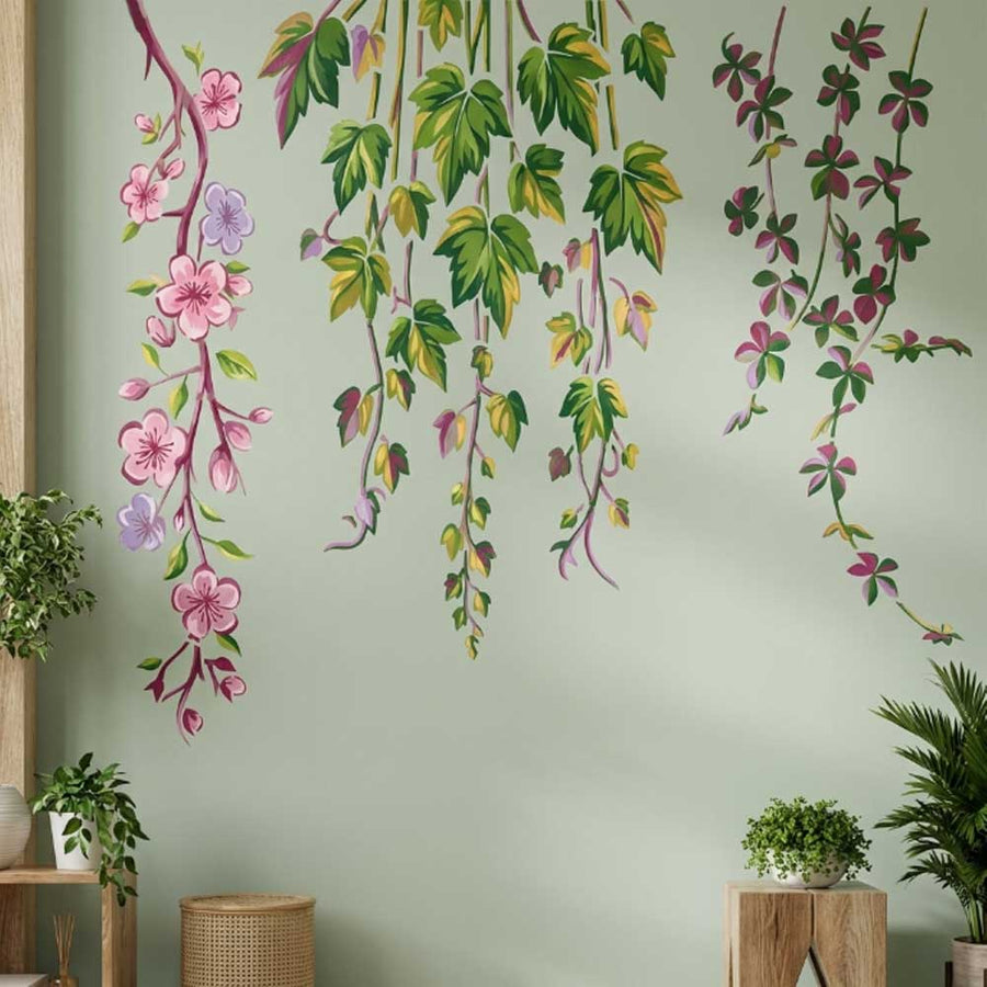 Floral Vine Cascade Multi Pack Stencil for Wall, Furniture & Fabric Art – Botanical Hanging Leaf Design Bundle – ID# 833 - imartdecor.com