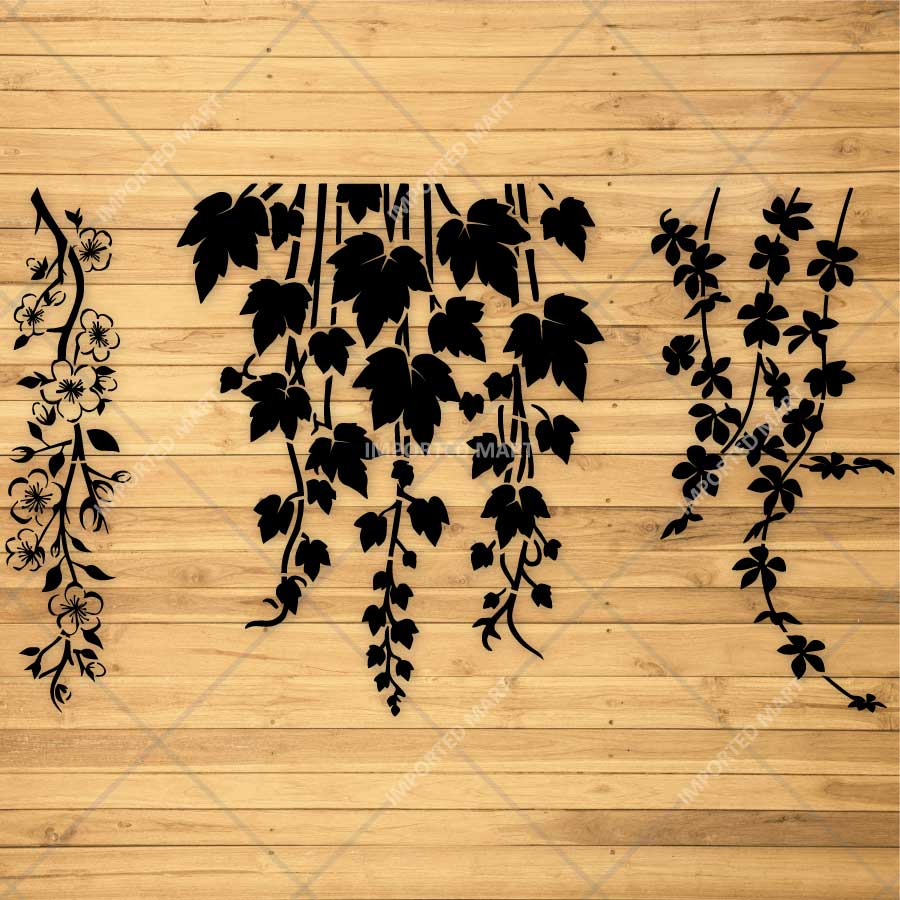 Floral Vine Cascade Multi Pack Stencil for Wall, Furniture & Fabric Art – Botanical Hanging Leaf Design Bundle – ID# 833 - imartdecor.com
