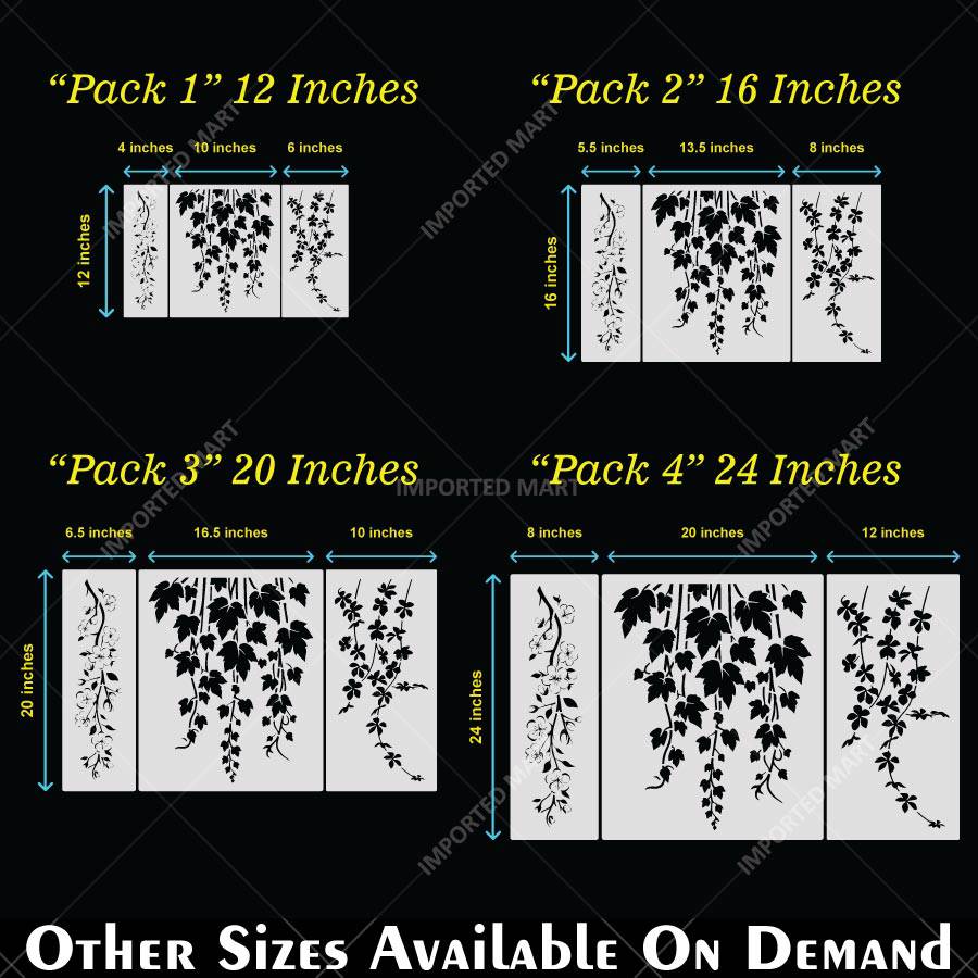 Floral Vine Cascade Multi Pack Stencil for Wall, Furniture & Fabric Art – Botanical Hanging Leaf Design Bundle – ID# 833 - imartdecor.com