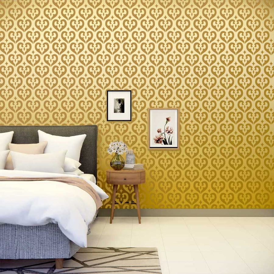 Royal Heart Motif Pattern Stencil for Wall, Furniture & Fabric Art – Elegant Heart Damask Design – ID# 836 - imartdecor.com