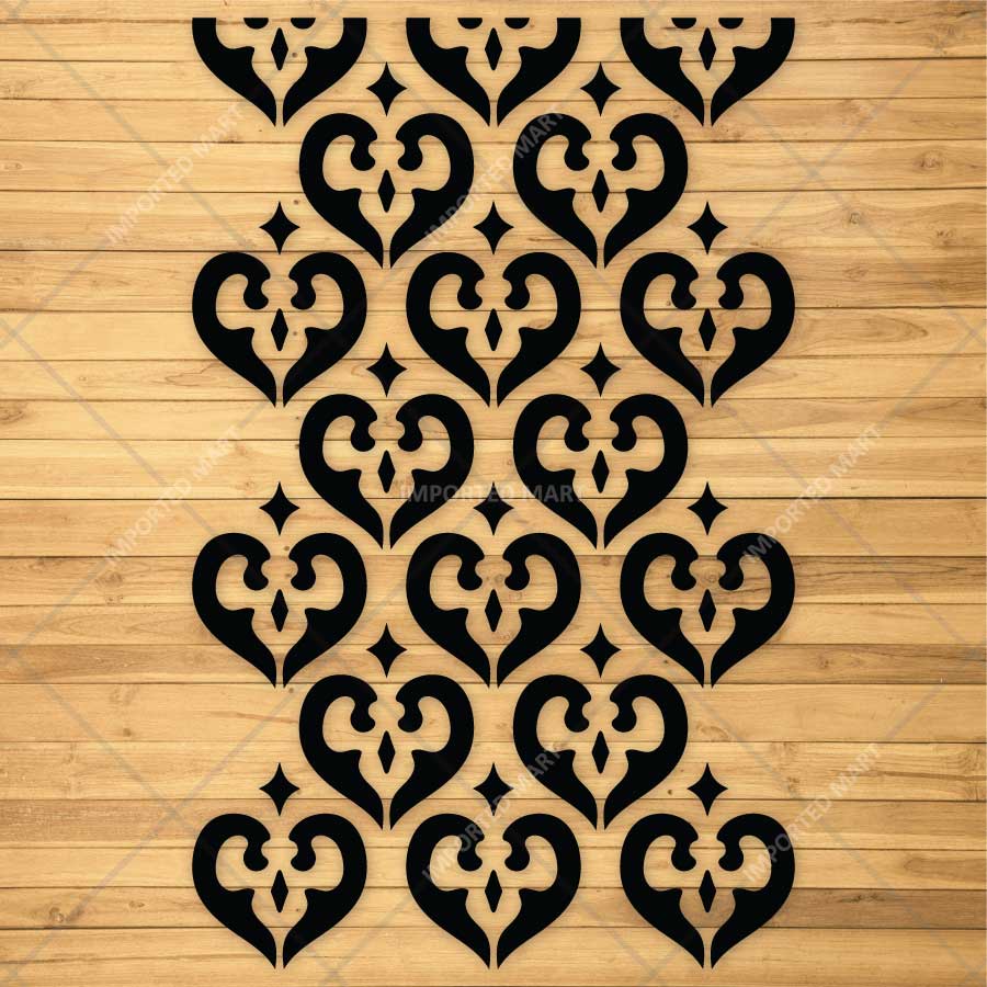 Royal Heart Motif Pattern Stencil for Wall, Furniture & Fabric Art – Elegant Heart Damask Design – ID# 836 - imartdecor.com