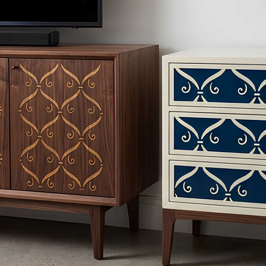 Modern Ornamental Trellis Pattern Stencil for Wall, Furniture & Craft Decor – Elegant Repeating Lattice Design – ID# 838 - imartdecor.com