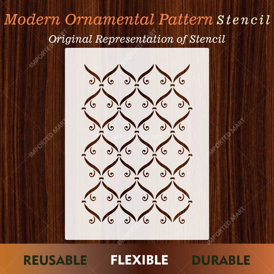 Modern Ornamental Trellis Pattern Stencil for Wall, Furniture & Craft Decor – Elegant Repeating Lattice Design – ID# 838 - imartdecor.com