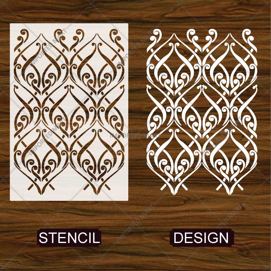 Imperial Scroll Lattice Stencil for Wall, Furniture & Floor Decor – Reusable Damask Pattern Template – ID# 841 - imartdecor.com
