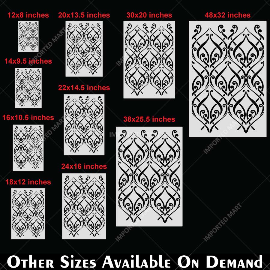 Imperial Scroll Lattice Stencil for Wall, Furniture & Floor Decor – Reusable Damask Pattern Template – ID# 841 - imartdecor.com