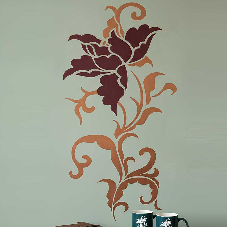 Floral Ornamental Vine Stencil for Wall, Furniture & Fabric Art – Elegant Botanical Scroll Design – ID# 842 - imartdecor.com