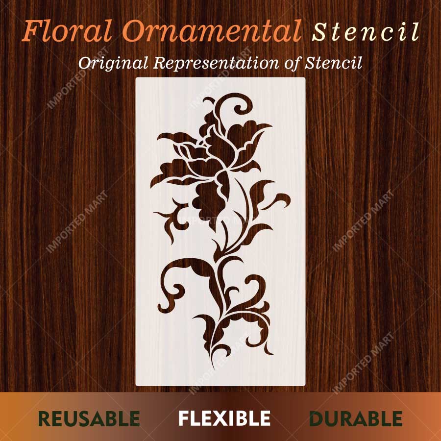 Floral Ornamental Vine Stencil for Wall, Furniture & Fabric Art – Elegant Botanical Scroll Design – ID# 842 - imartdecor.com