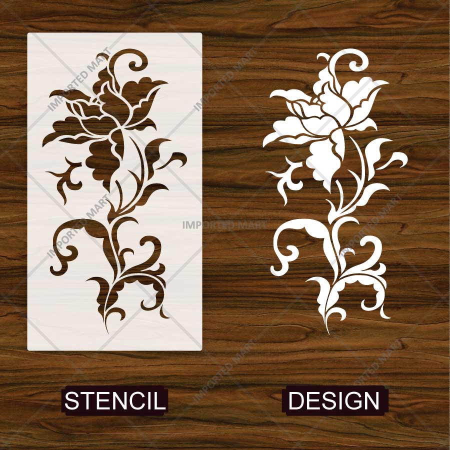 Floral Ornamental Vine Stencil for Wall, Furniture & Fabric Art – Elegant Botanical Scroll Design – ID# 842 - imartdecor.com