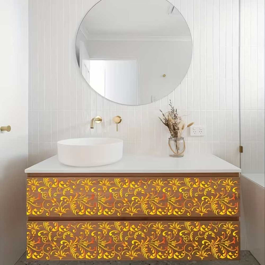 Floral Swirl Allover Pattern Stencil for Walls, Furniture & Fabric Art – Elegant Damask Vine Design – ID# 844 - imartdecor.com