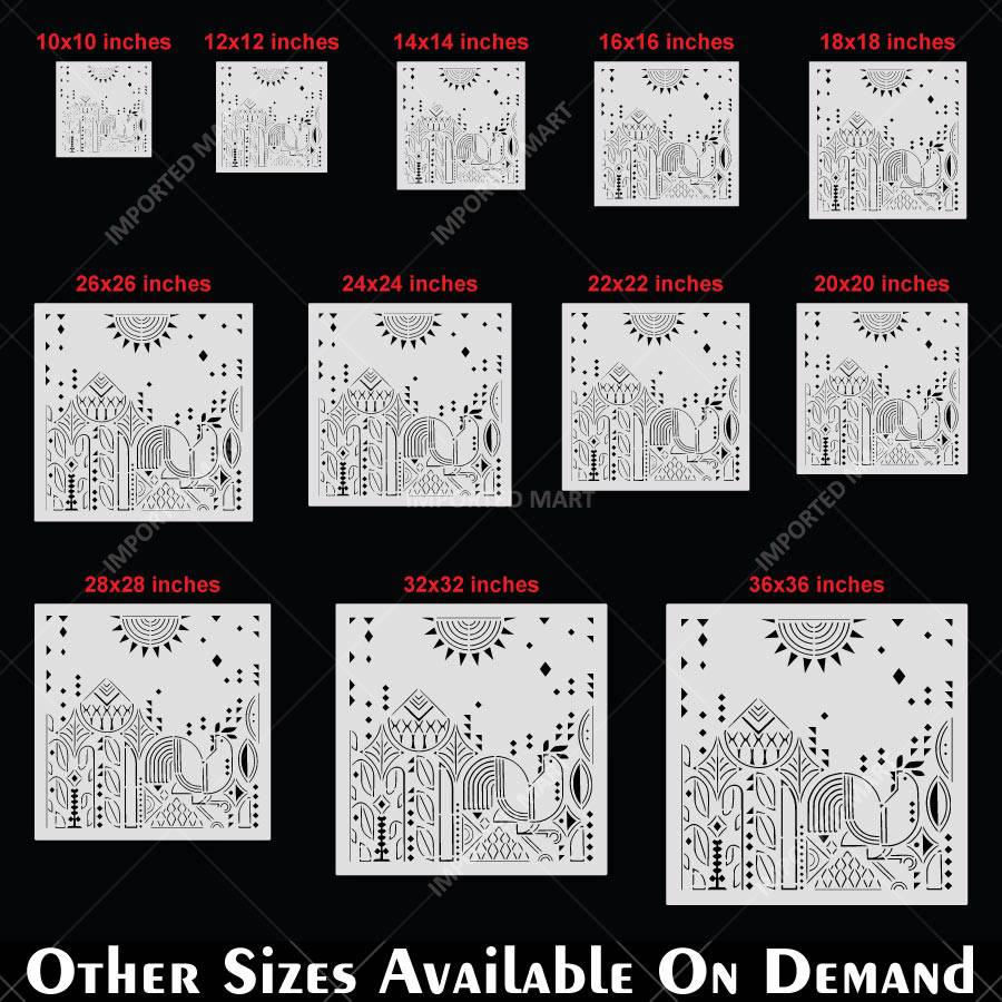Traditional Folk Art Rooster Stencil for Wall, Furniture & Floor Painting – Rustic Village Pattern Design – ID# 845 - imartdecor.com