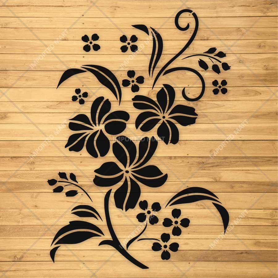 Graceful Floral Vine Stencil for Wall, Furniture & Fabric Painting – Elegant Botanical Flower Design – ID# 847 - imartdecor.com