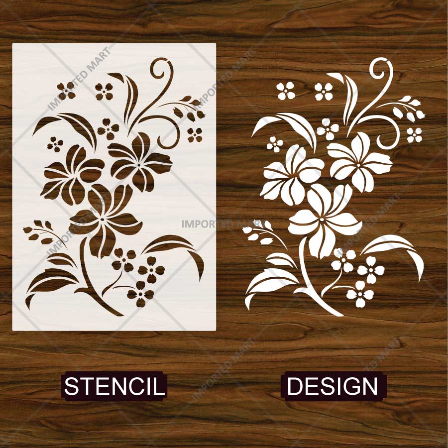 Graceful Floral Vine Stencil for Wall, Furniture & Fabric Painting – Elegant Botanical Flower Design – ID# 847 - imartdecor.com