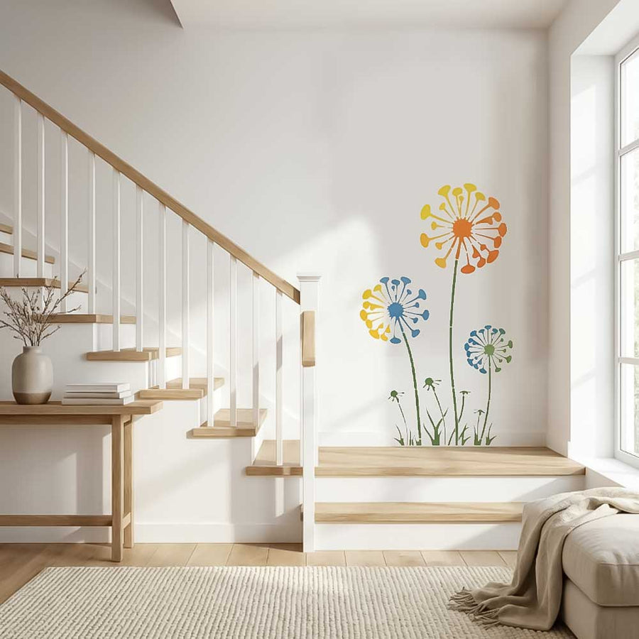 Modern Dandelion Field Floral Stencil for Wall, Furniture & Craft Painting – Botanical Flower Design – ID# 848 - imartdecor.com