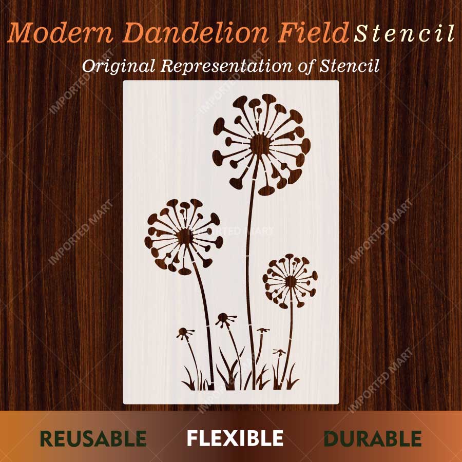 Modern Dandelion Field Floral Stencil for Wall, Furniture & Craft Painting – Botanical Flower Design – ID# 848 - imartdecor.com