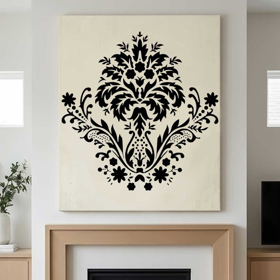 Ornate Acanthus Damask Stencil for Wall, Furniture & Fabric Painting β Victorian Floral Pattern β ID# 850 - imartdecor.com