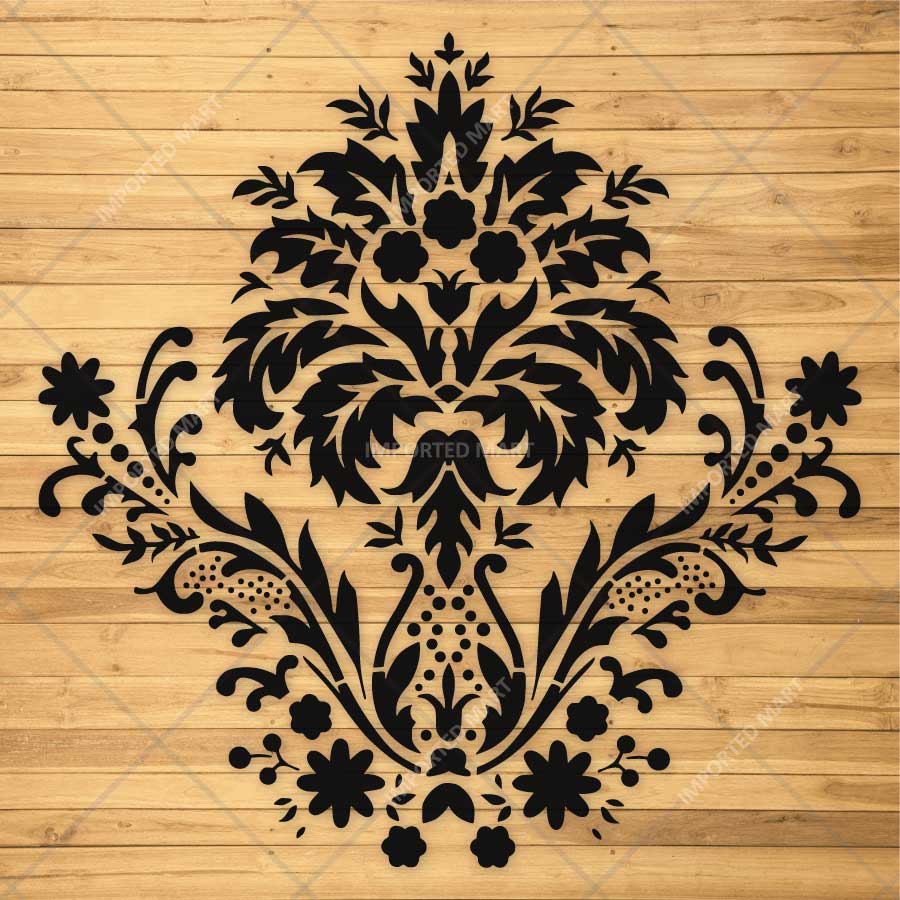 Ornate Acanthus Damask Stencil for Wall, Furniture & Fabric Painting β Victorian Floral Pattern β ID# 850 - imartdecor.com