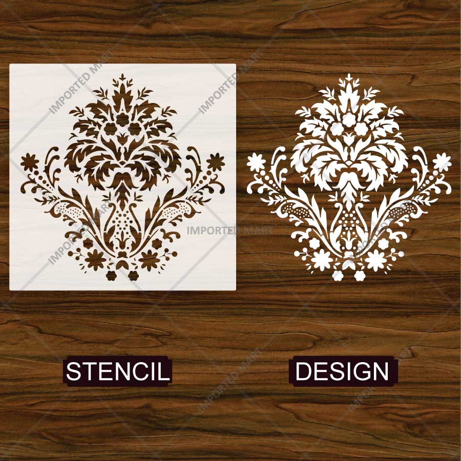 Ornate Acanthus Damask Stencil for Wall, Furniture & Fabric Painting β Victorian Floral Pattern β ID# 850 - imartdecor.com