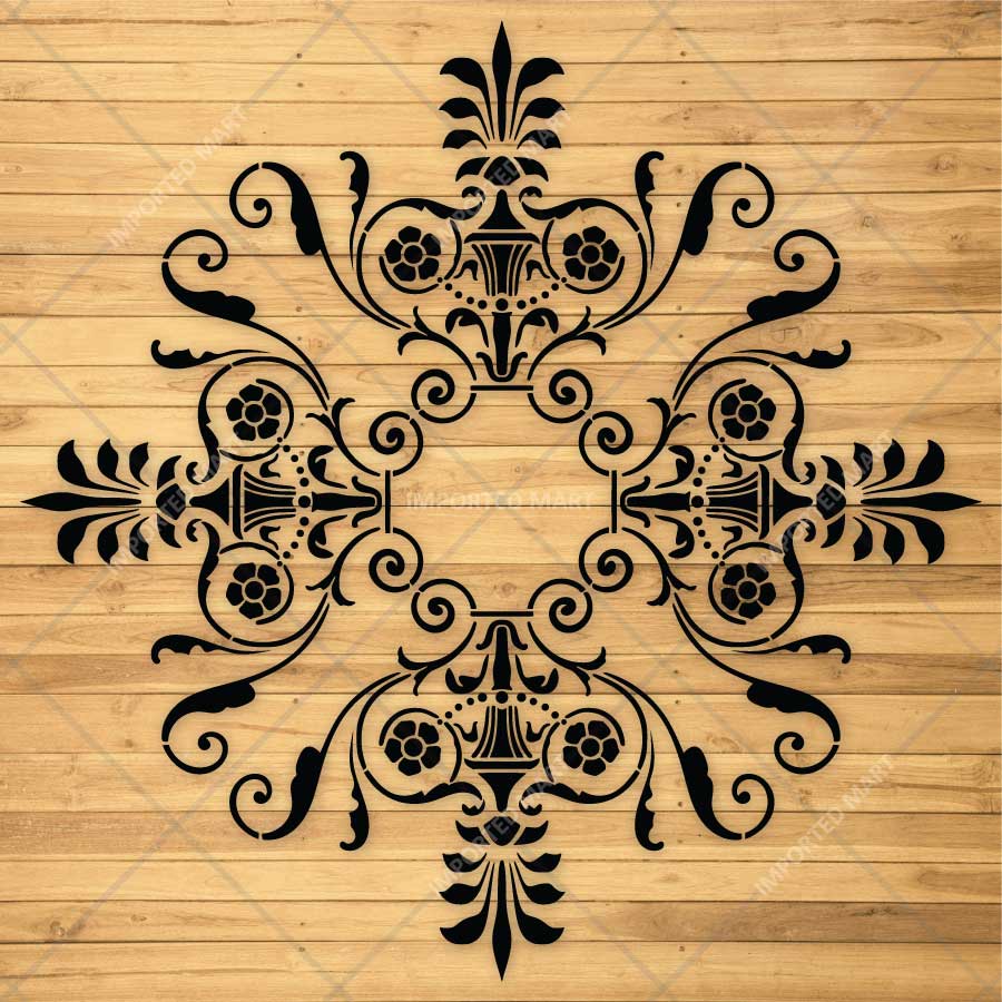 Geometric Floral Mandala Stencil for Wall, Floor, Tile, Wood & Furniture Art – Reusable Mylar Decor Template – ID# 852 - imartdecor.com