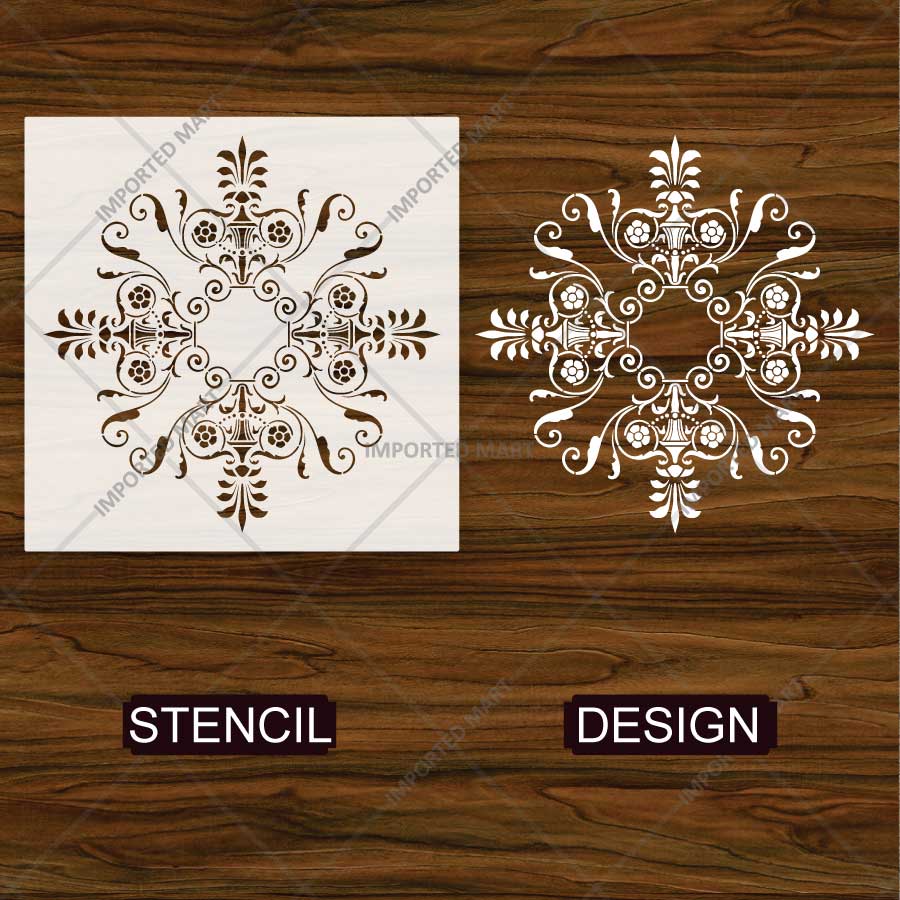 Geometric Floral Mandala Stencil for Wall, Floor, Tile, Wood & Furniture Art – Reusable Mylar Decor Template – ID# 852 - imartdecor.com