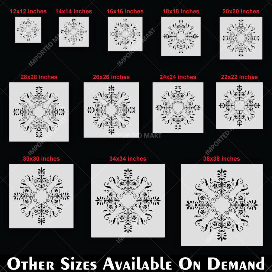 Geometric Floral Mandala Stencil for Wall, Floor, Tile, Wood & Furniture Art – Reusable Mylar Decor Template – ID# 852 - imartdecor.com