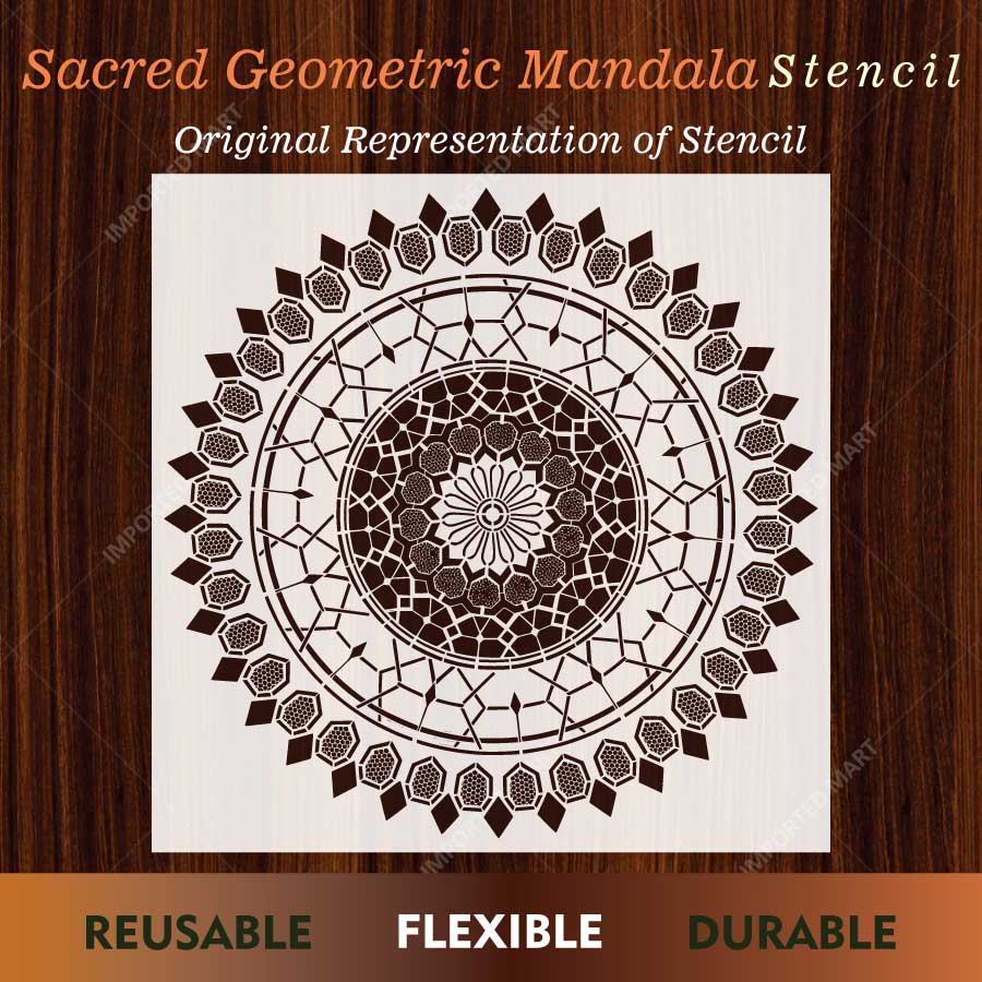 Sacred Geometric Mandala Stencil for Wall, Floor, Tile, Wood & Furniture Painting – Reusable Mylar Decor Template – ID# 853 - imartdecor.com