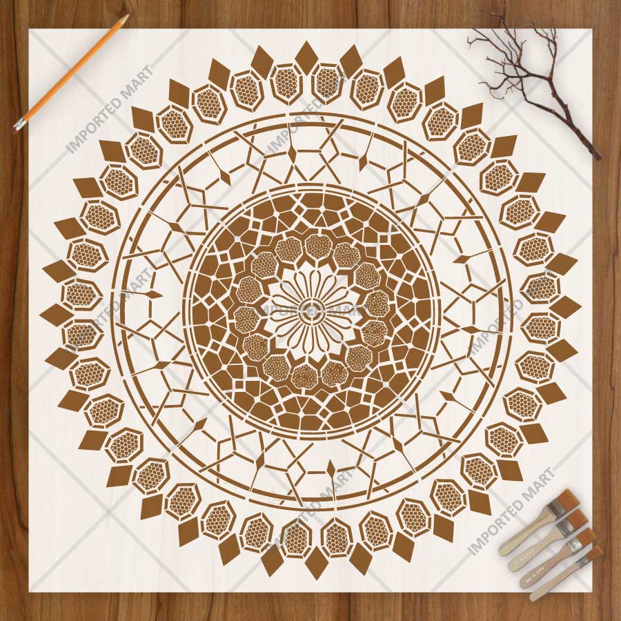 Sacred Geometric Mandala Stencil for Wall, Floor, Tile, Wood & Furniture Painting – Reusable Mylar Decor Template – ID# 853 - imartdecor.com