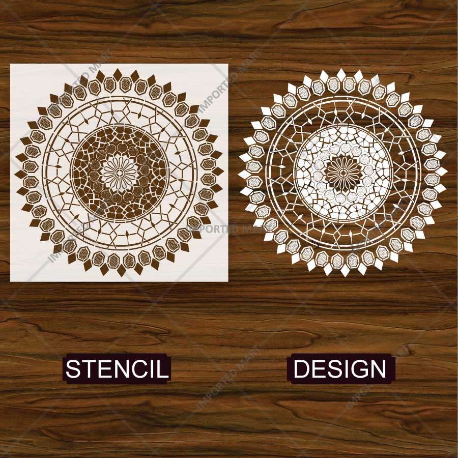 Sacred Geometric Mandala Stencil for Wall, Floor, Tile, Wood & Furniture Painting – Reusable Mylar Decor Template – ID# 853 - imartdecor.com