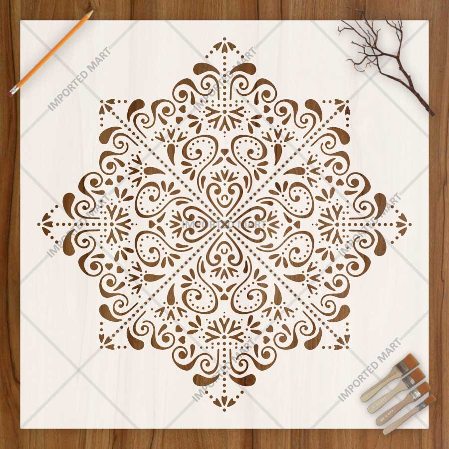 Moroccan Filigree Mandala Stencil for Wall, Floor, Tile, Wood & Furniture Painting – Reusable Mylar Decor Template – ID# 854 - imartdecor.com