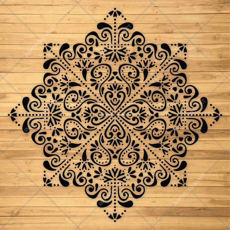 Moroccan Filigree Mandala Stencil for Wall, Floor, Tile, Wood & Furniture Painting – Reusable Mylar Decor Template – ID# 854 - imartdecor.com