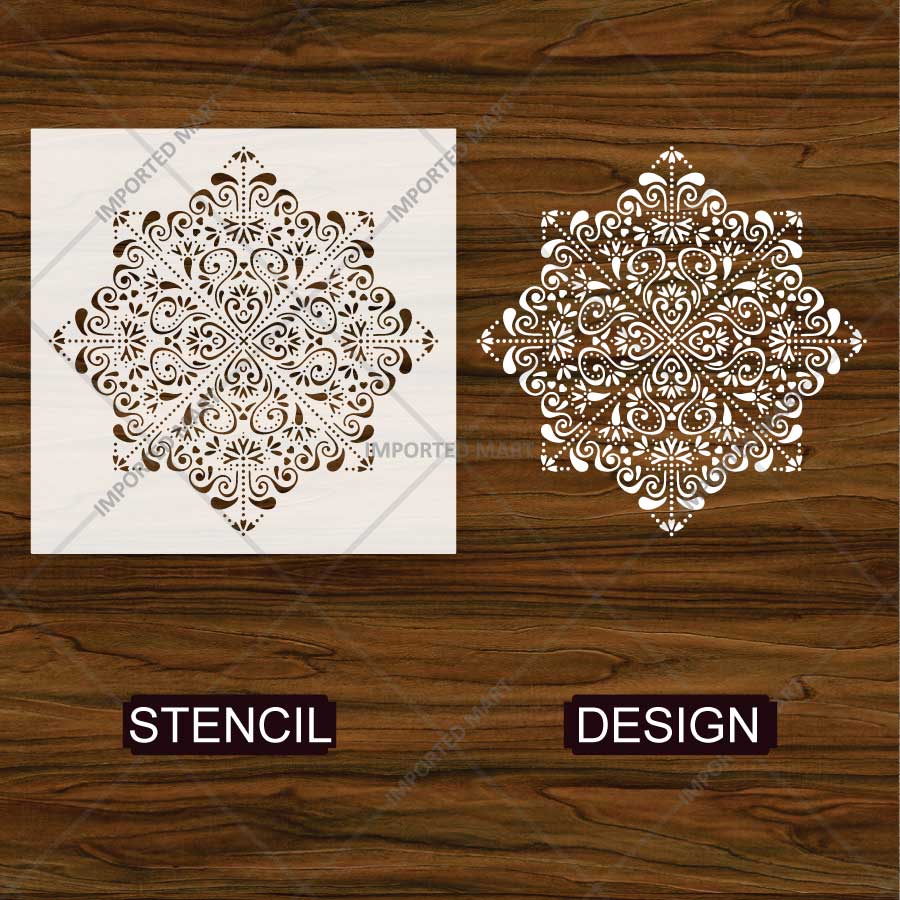 Moroccan Filigree Mandala Stencil for Wall, Floor, Tile, Wood & Furniture Painting – Reusable Mylar Decor Template – ID# 854 - imartdecor.com