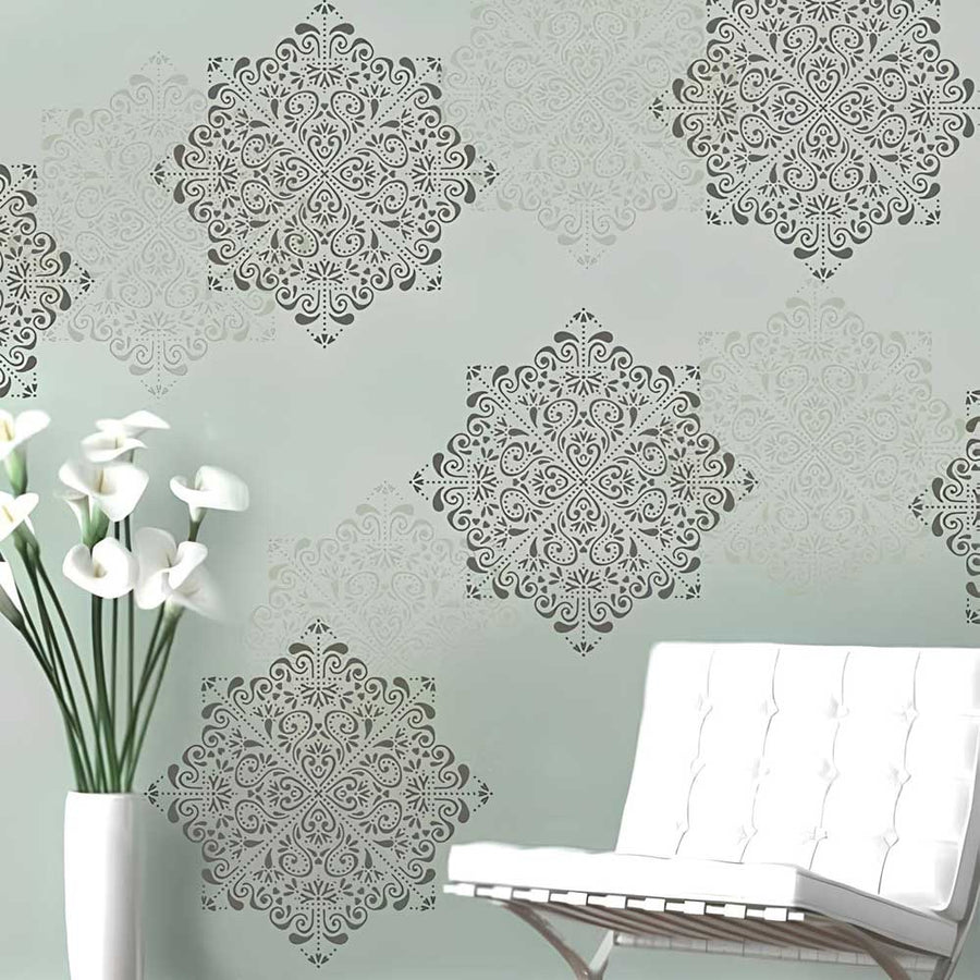Moroccan Filigree Mandala Stencil for Wall, Floor, Tile, Wood & Furniture Painting – Reusable Mylar Decor Template – ID# 854 - imartdecor.com