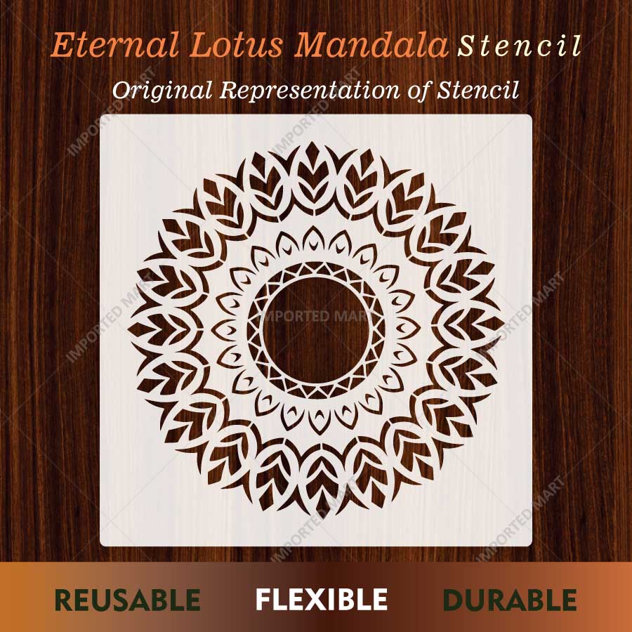 Eternal Lotus Mandala Stencil for Wall, Floor, Wood & Furniture Painting – Floral Circular Pattern – ID# 855 - imartdecor.com