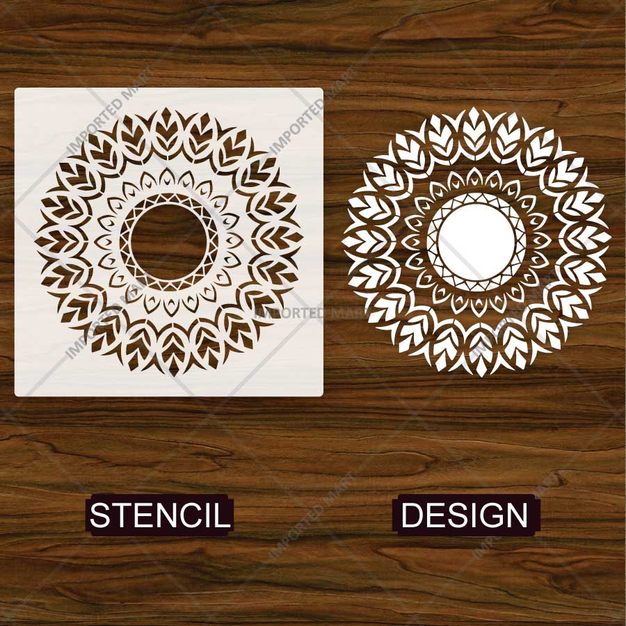 Eternal Lotus Mandala Stencil for Wall, Floor, Wood & Furniture Painting – Floral Circular Pattern – ID# 855 - imartdecor.com