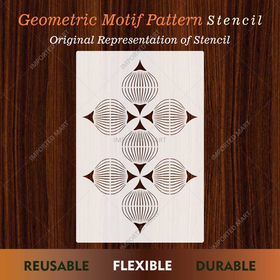 Geometric Motif Pattern Stencil for Wall, Floor, Tile & Furniture Painting – Modern Abstract Design – ID# 857 - imartdecor.com
