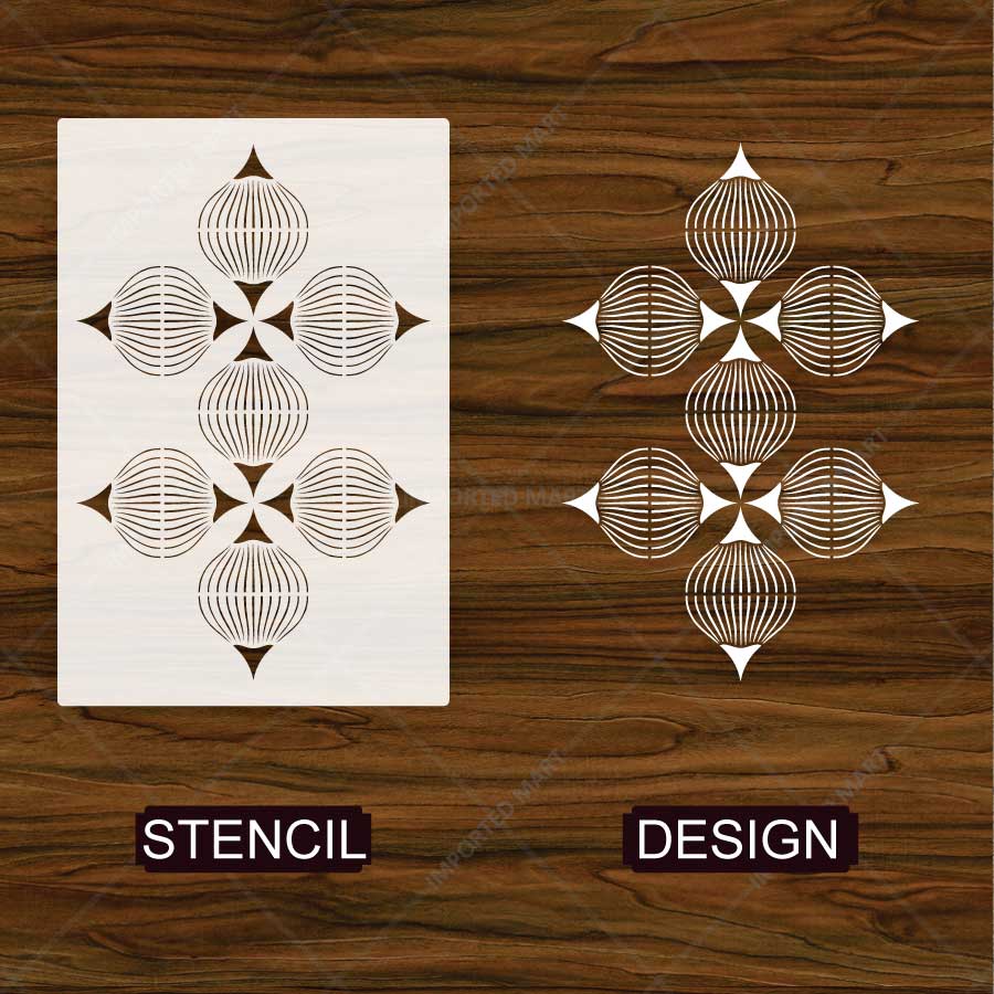 Geometric Motif Pattern Stencil for Wall, Floor, Tile & Furniture Painting – Modern Abstract Design – ID# 857 - imartdecor.com