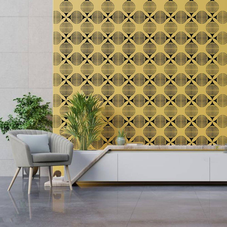 Geometric Motif Pattern Stencil for Wall, Floor, Tile & Furniture Painting – Modern Abstract Design – ID# 857 - imartdecor.com