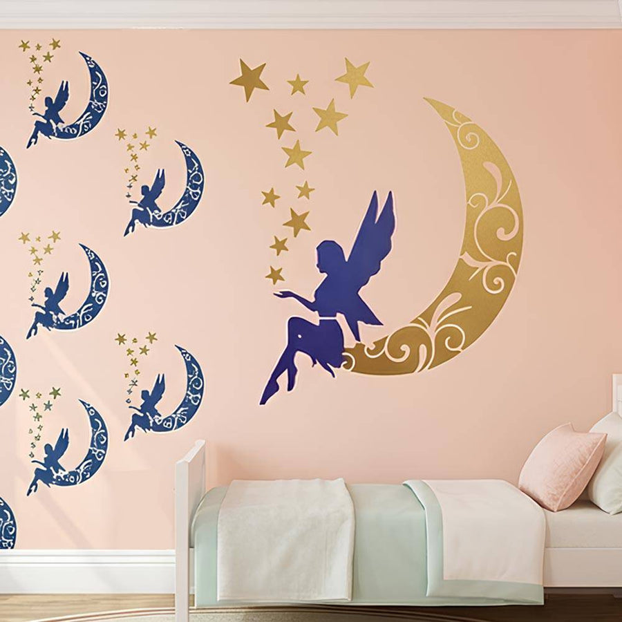 Fairy Mystical Crescent Moon Stencil for Wall, Nursery & Craft Painting – Fantasy Moon Design – ID# 858 - imartdecor.com