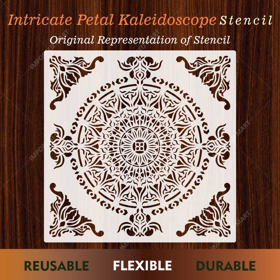 Intricate Petal Kaleidoscope Mandala Stencil for Wall, Floor, Furniture & Tile Painting โ Reusable Mylar Decor Stencil โ ID# 861 - imartdecor.com