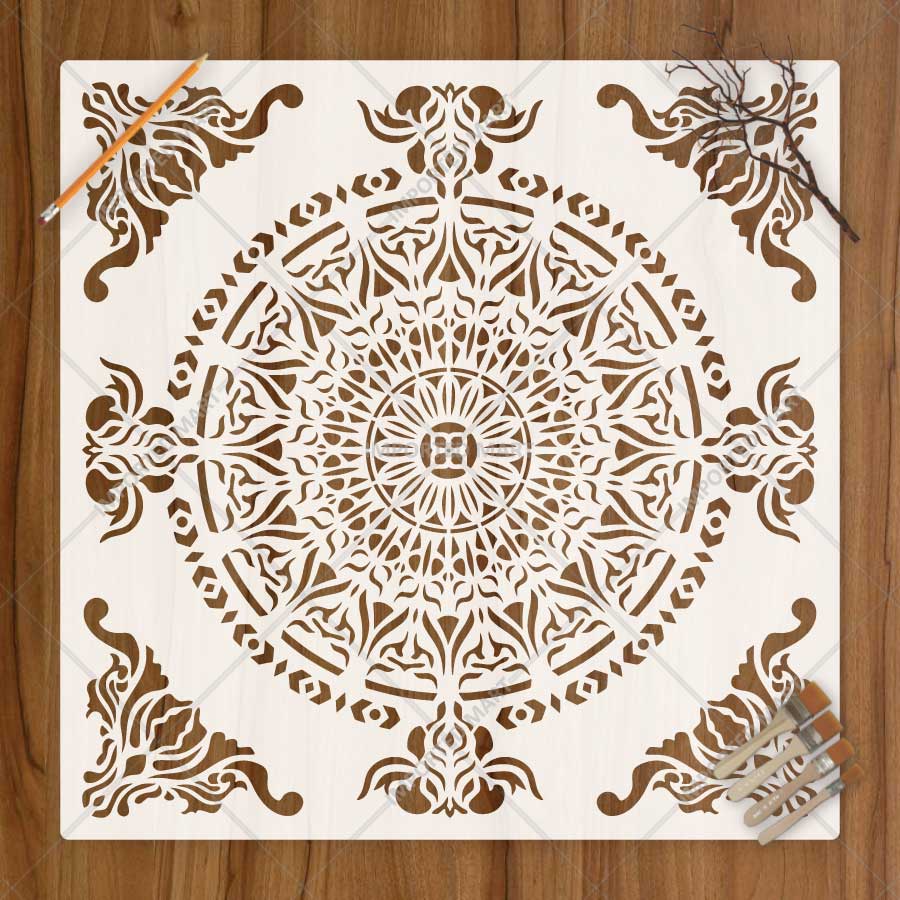 Intricate Petal Kaleidoscope Mandala Stencil for Wall, Floor, Furniture & Tile Painting โ Reusable Mylar Decor Stencil โ ID# 861 - imartdecor.com