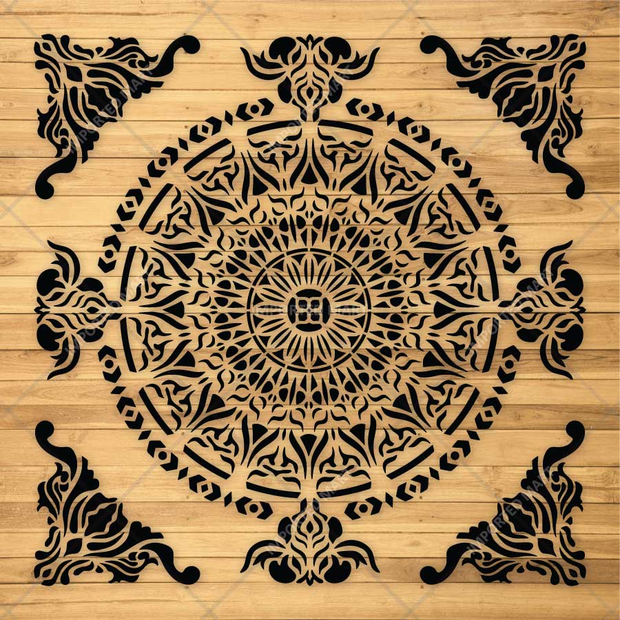 Intricate Petal Kaleidoscope Mandala Stencil for Wall, Floor, Furniture & Tile Painting โ Reusable Mylar Decor Stencil โ ID# 861 - imartdecor.com