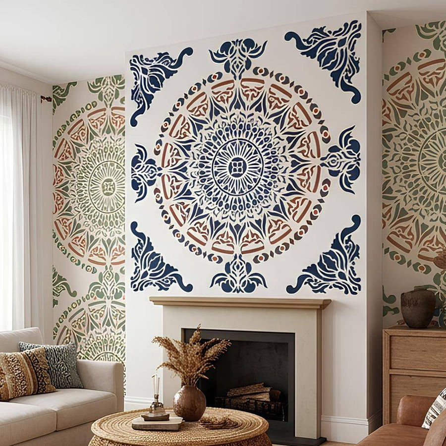Intricate Petal Kaleidoscope Mandala Stencil for Wall, Floor, Furniture & Tile Painting โ Reusable Mylar Decor Stencil โ ID# 861 - imartdecor.com