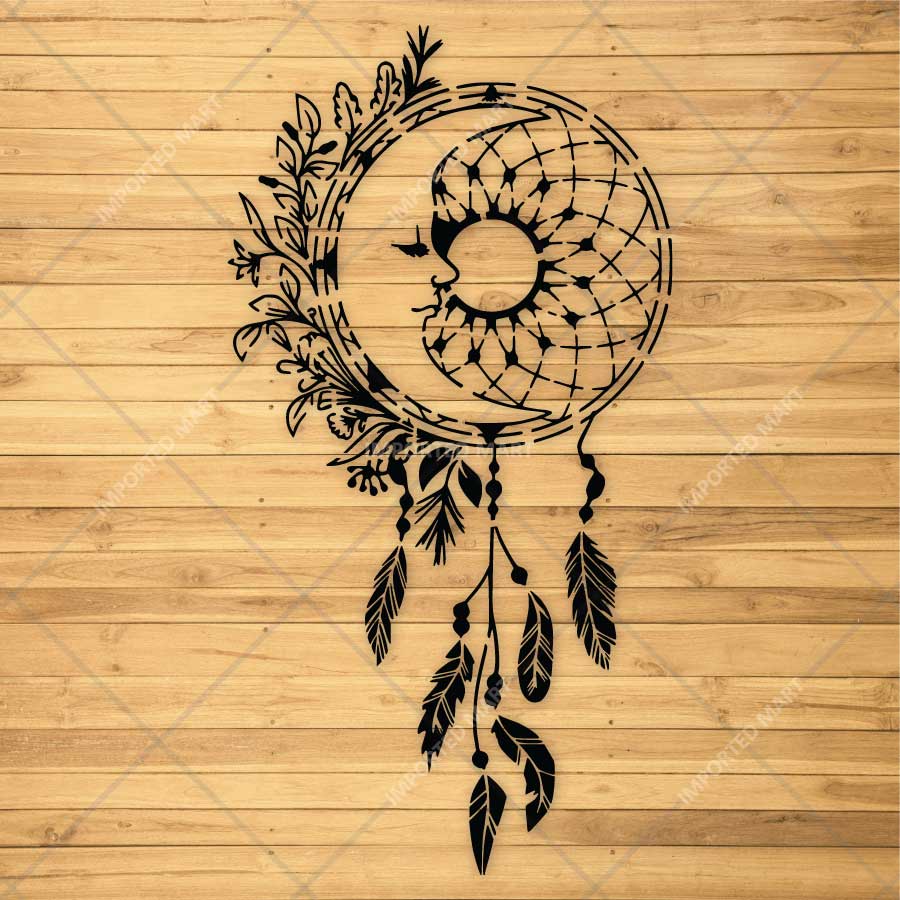 Decorative Dreamcatcher Moon Stencil for Wall, Wood, Furniture & Fabric Painting – Reusable Boho Mylar Stencil – ID# 863 - imartdecor.com