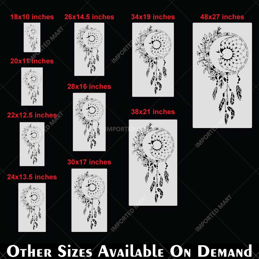 Decorative Dreamcatcher Moon Stencil for Wall, Wood, Furniture & Fabric Painting – Reusable Boho Mylar Stencil – ID# 863 - imartdecor.com