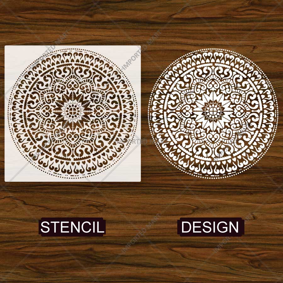 Harmonious Mandala Stencil for Wall, Floor, Wood, Furniture & Fabric Painting – Decorative Circular Mandala Design – ID# 865 - imartdecor.com