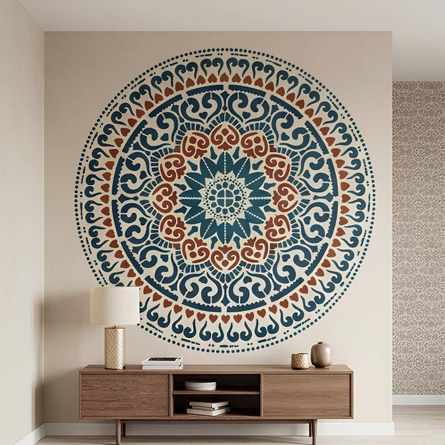 Harmonious Mandala Stencil for Wall, Floor, Wood, Furniture & Fabric Painting – Decorative Circular Mandala Design – ID# 865 - imartdecor.com