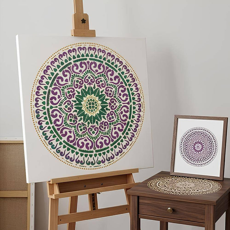Harmonious Mandala Stencil for Wall, Floor, Wood, Furniture & Fabric Painting – Decorative Circular Mandala Design – ID# 865 - imartdecor.com
