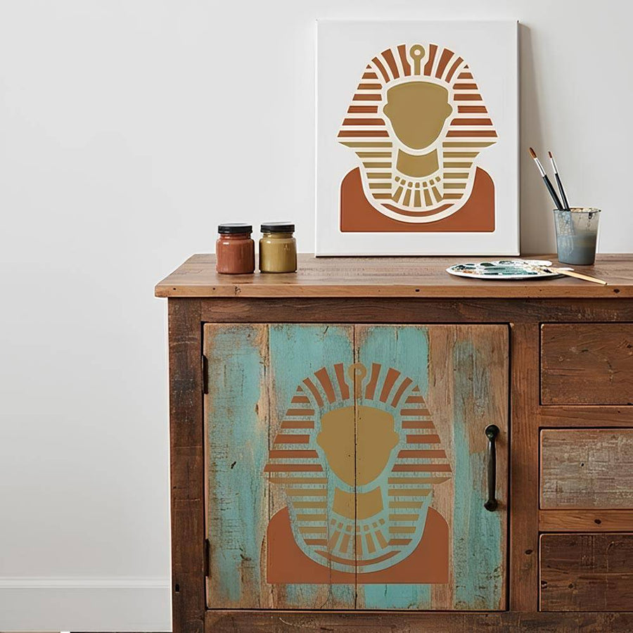 Ancient Pharaoh Stencil for Wall, Furniture, Wood & Fabric Painting – Egyptian Hieroglyphic Art Design – ID# 871 - imartdecor.com
