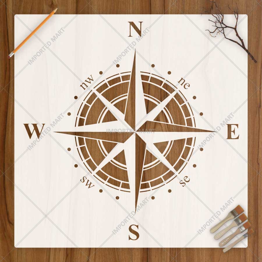 Classic Compass Rose Stencil for Wall, Wood & Fabric Art – Nautical Directional Design – ID# 872 - imartdecor.com