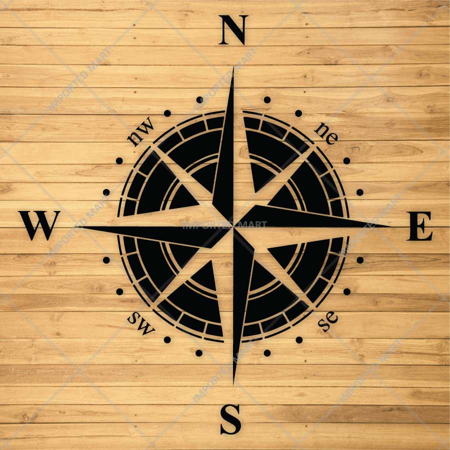 Classic Compass Rose Stencil for Wall, Wood & Fabric Art – Nautical Directional Design – ID# 872 - imartdecor.com